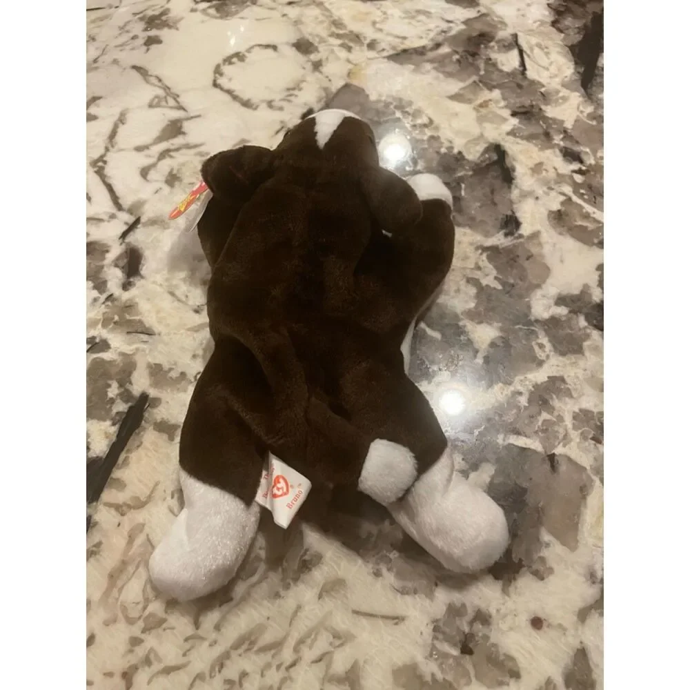 NEW Ty Beanie Baby Bruno Chocolate Brown Bull Terrier Dog 9